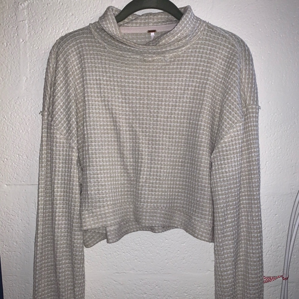 cropped free people beige sweater